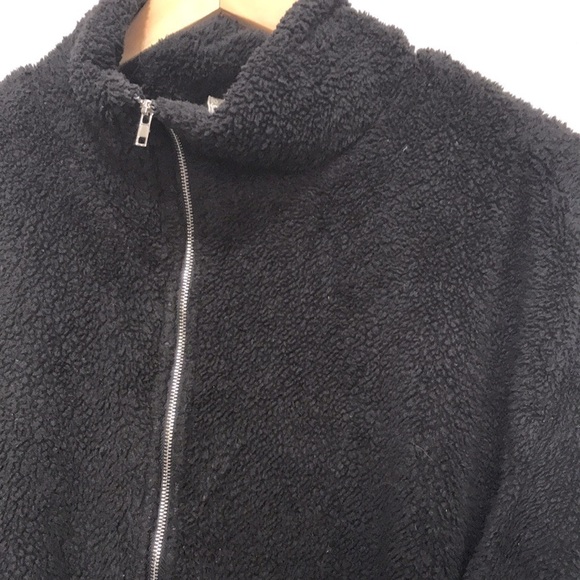 SADIE & Sage fleece cropped black jacket size Large - Picture 2 of 11